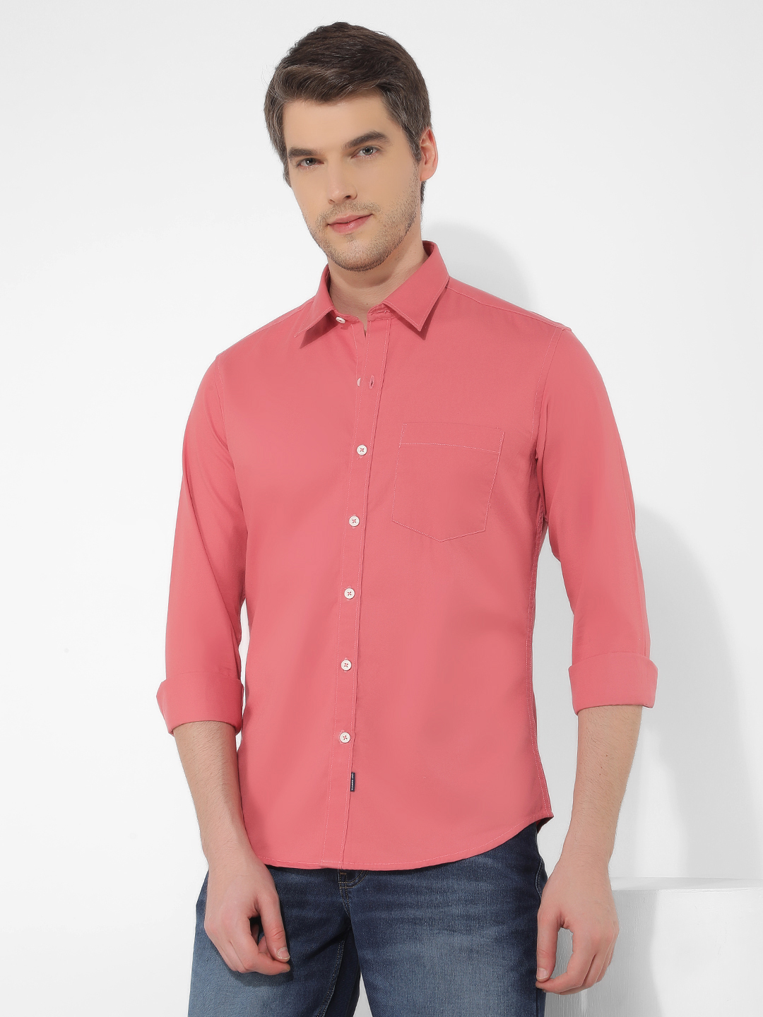 Numero Uno Men Solid Pink Shirt